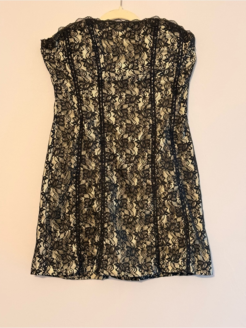 Wet Seal Black Lace Strapless Chemise with Cream Lining
